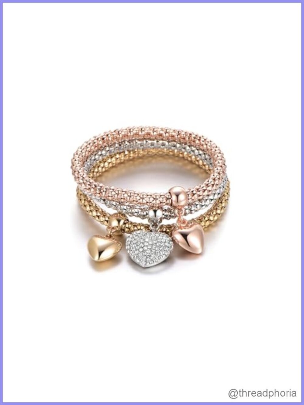Gold Plated Stretch Bracelet Set, Tree of Life Crystal Charm, Multi-Layer